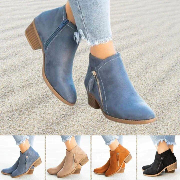 Boots For Women |  Side Zipper Closure Ankle-Height Cut