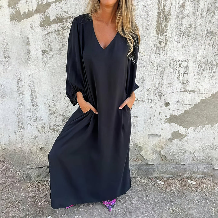 Women’s Dress | V-Neck Long Sleeve Maxi