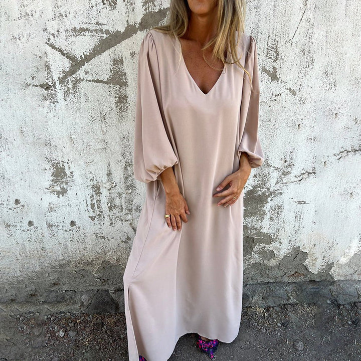 Women’s Dress | V-Neck Long Sleeve Maxi
