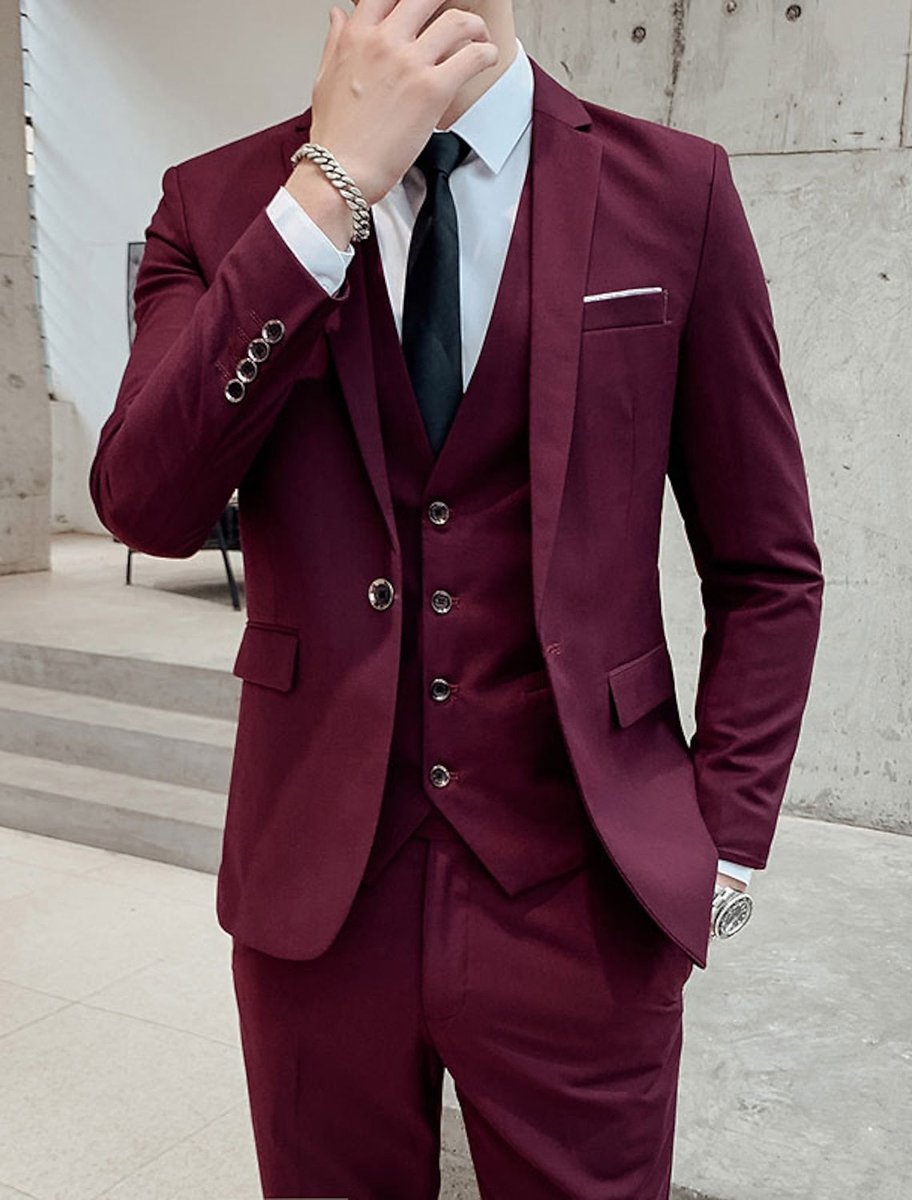 Lawson | Men's Single-Breasted Two-Button Three-Piece Tailored Suit