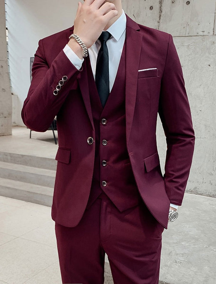 Lawson | Men's Single-Breasted Two-Button Three-Piece Tailored Suit