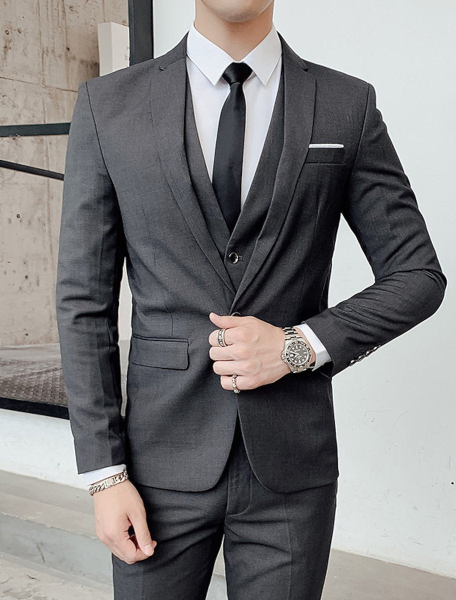 Lawson | Men's Single-Breasted Two-Button Three-Piece Tailored Suit
