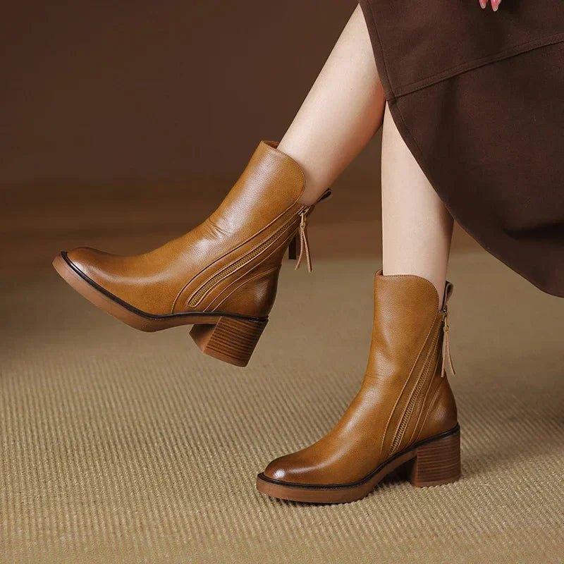 Boots For Women | Side Zipper Closure Block Heel