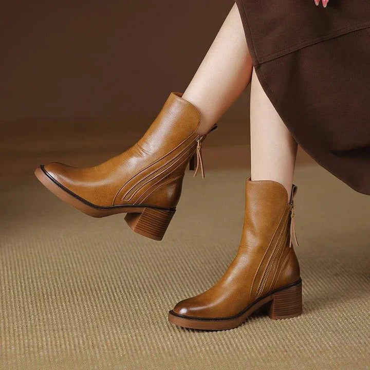 Boots For Women | Side Zipper Closure Block Heel
