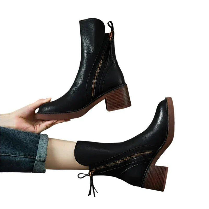 Boots For Women | Side Zipper Closure Block Heel