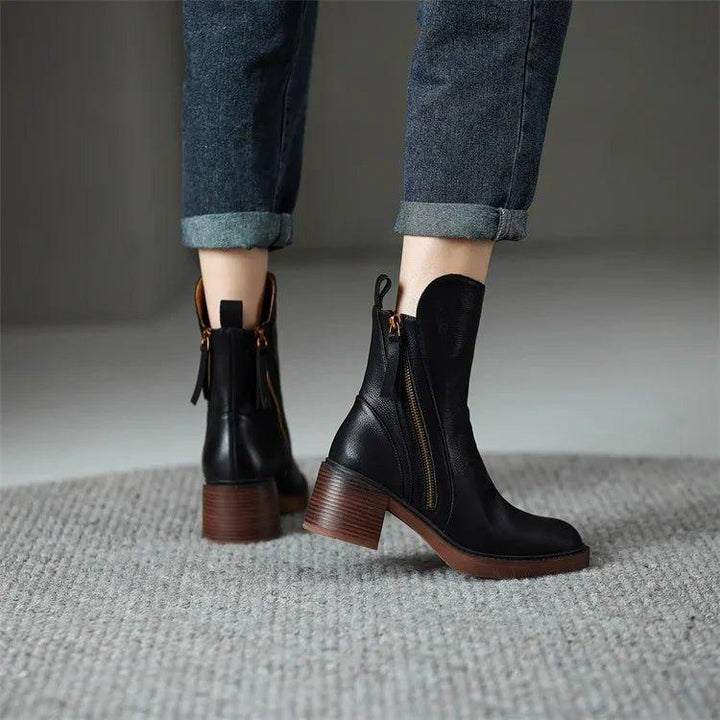 Boots For Women | Side Zipper Closure Block Heel