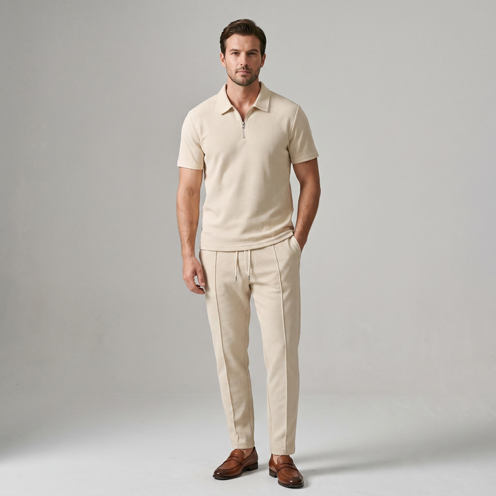 Men’s Two-Piece Set | Zip Polo And Trousers