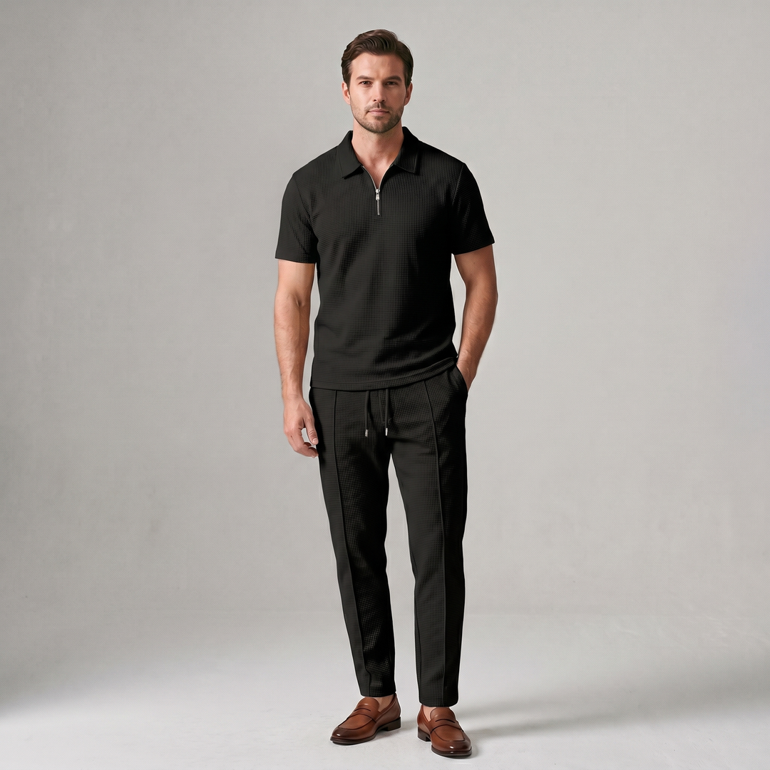 Men’s Two-Piece Set | Zip Polo And Trousers