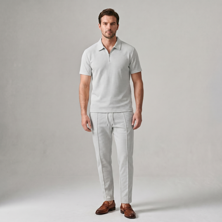Men’s Two-Piece Set | Zip Polo And Trousers