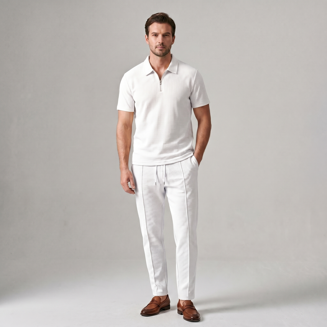 Men’s Two-Piece Set | Zip Polo And Trousers