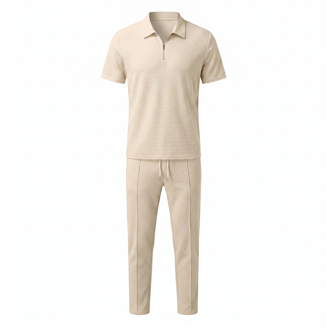 Men’s Two-Piece Set | Zip Polo And Trousers