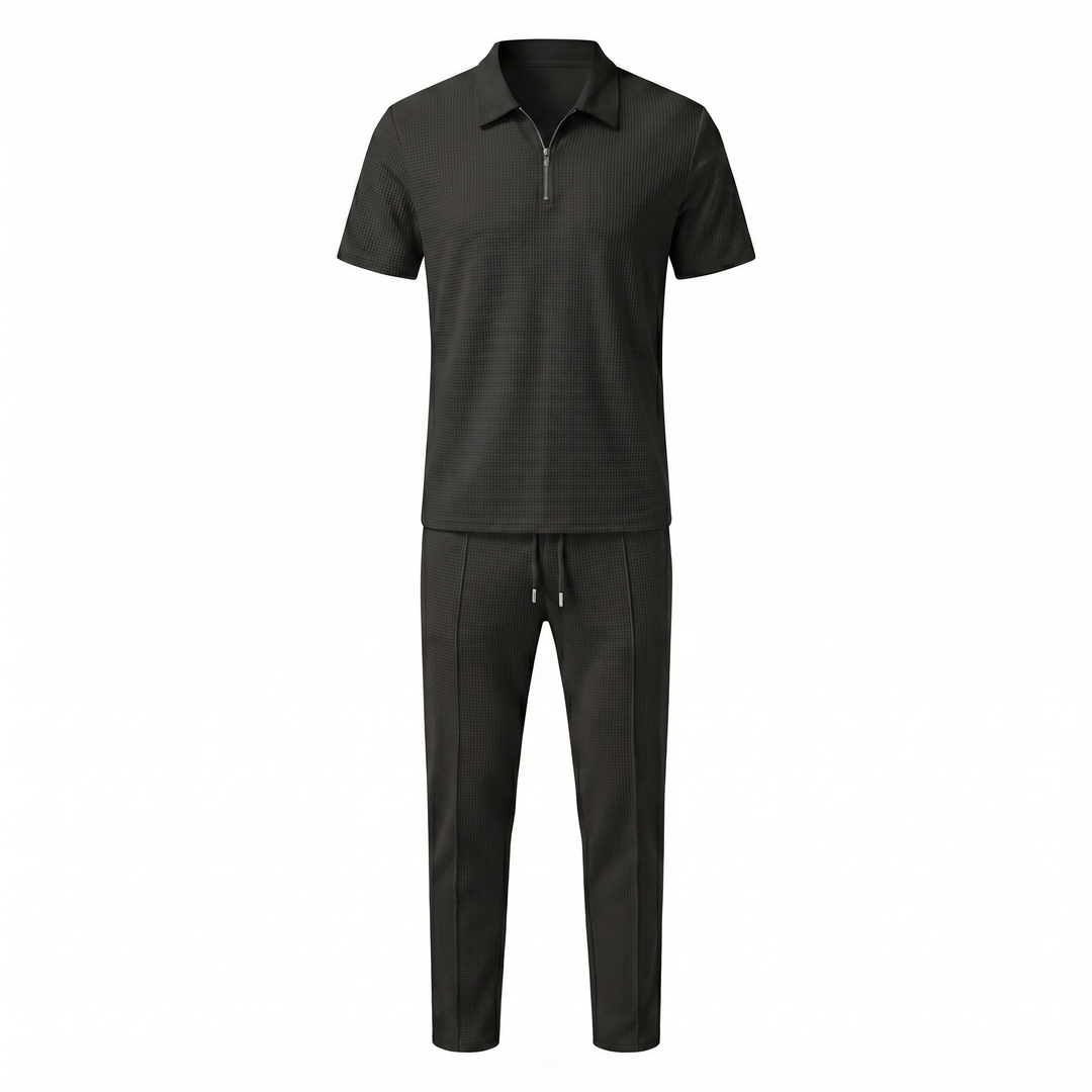 Men’s Two-Piece Set | Zip Polo And Trousers