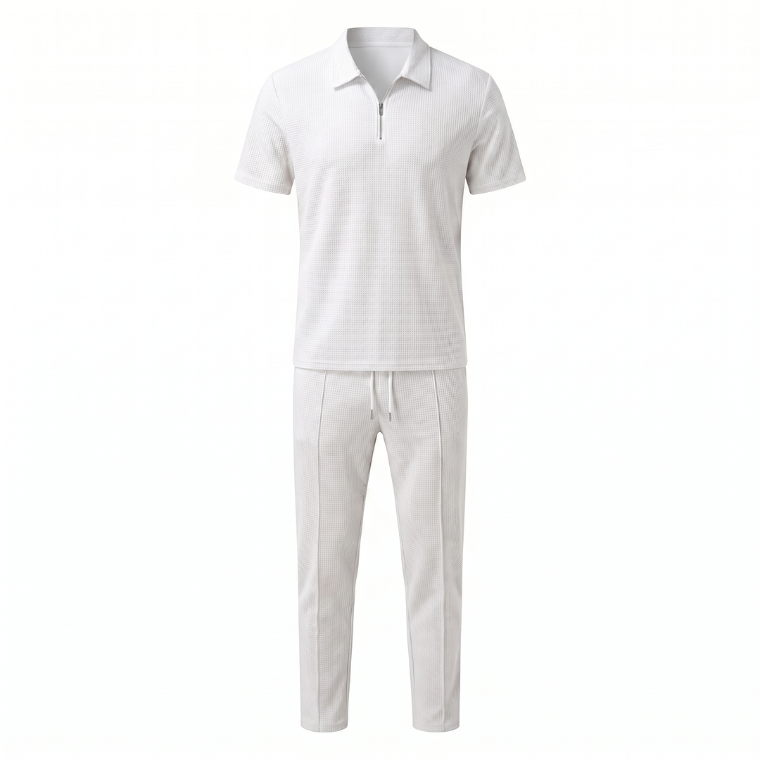 Men’s Two-Piece Set | Zip Polo And Trousers