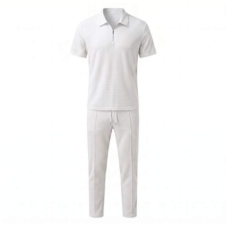Men’s Two-Piece Set | Zip Polo And Trousers