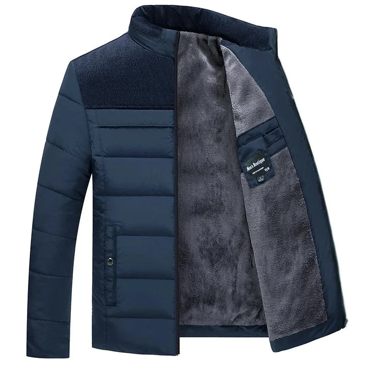 Men's Puffer Jacket | Plush Lined Stand Collar – Blue