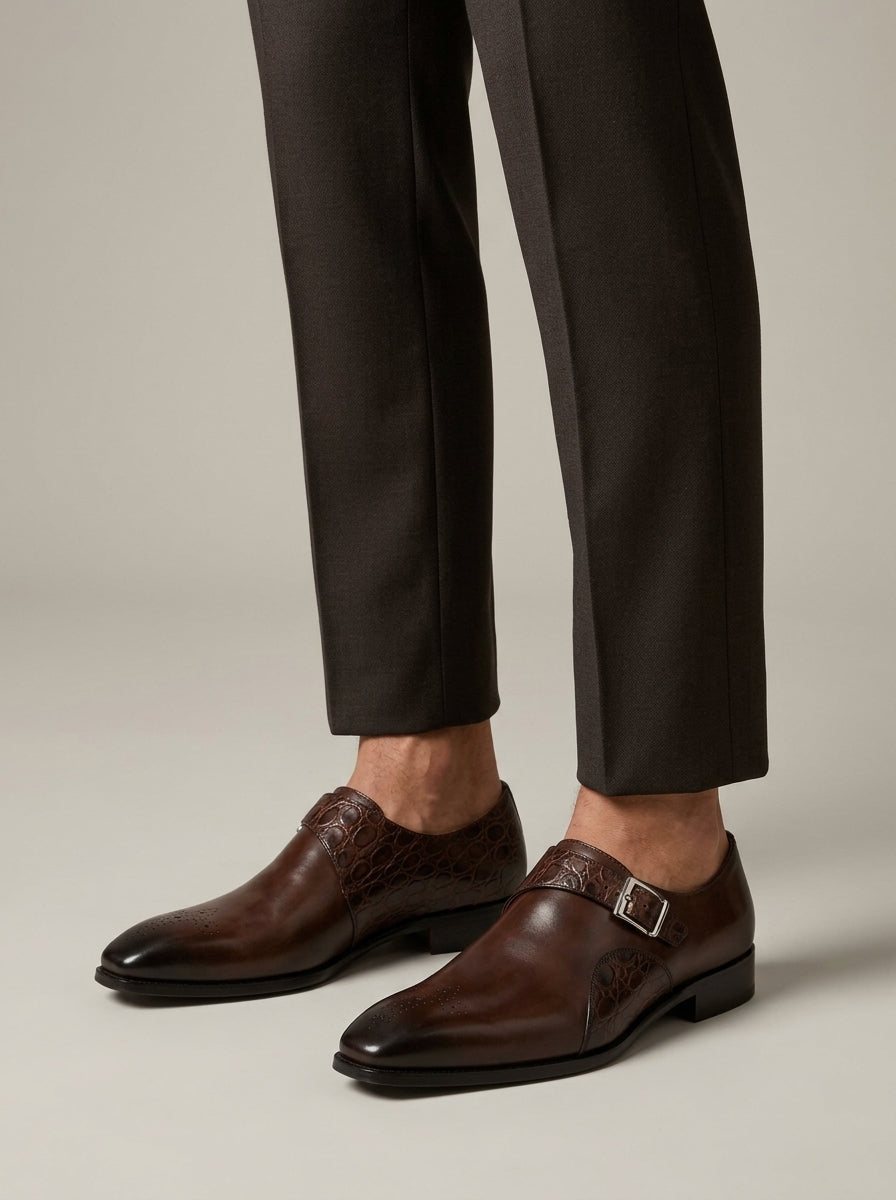 Men's Monk Strap Shoes | Brown