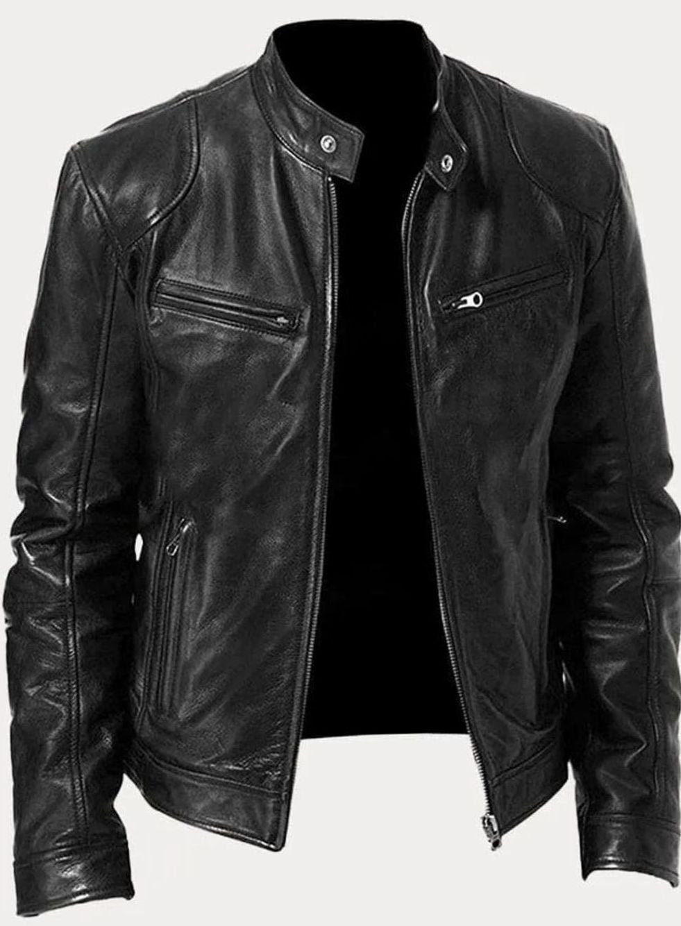 Oscar | Men's Classic Moto-Inspired Zip-Up Leather Style Jacket