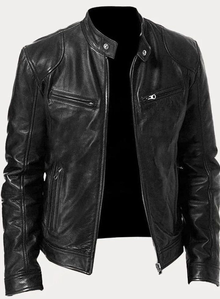 Oscar | Men's Classic Moto-Inspired Zip-Up Leather Style Jacket