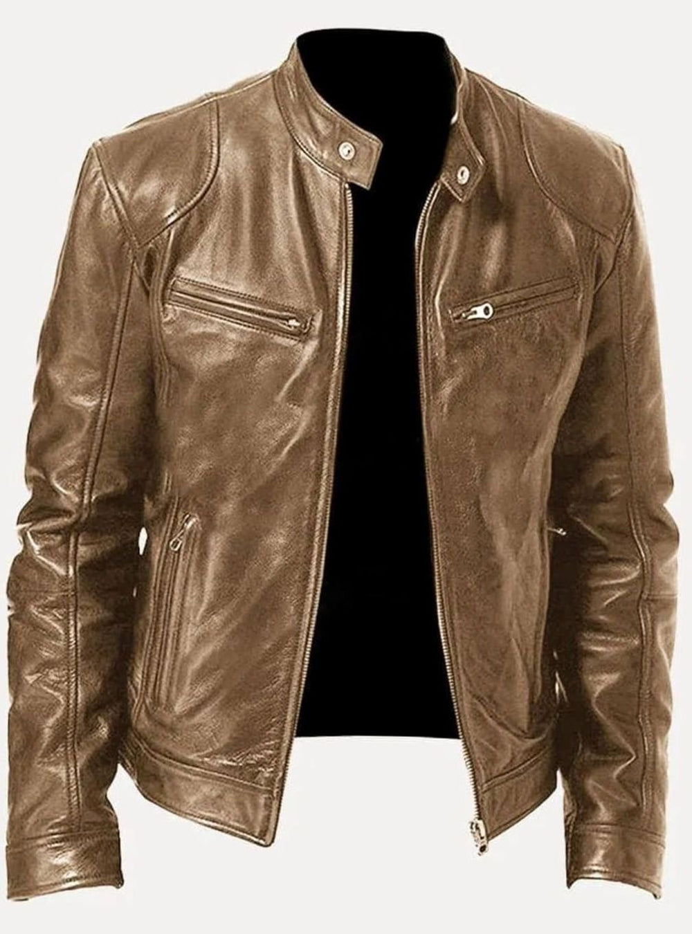 Oscar | Men's Classic Moto-Inspired Zip-Up Leather Style Jacket