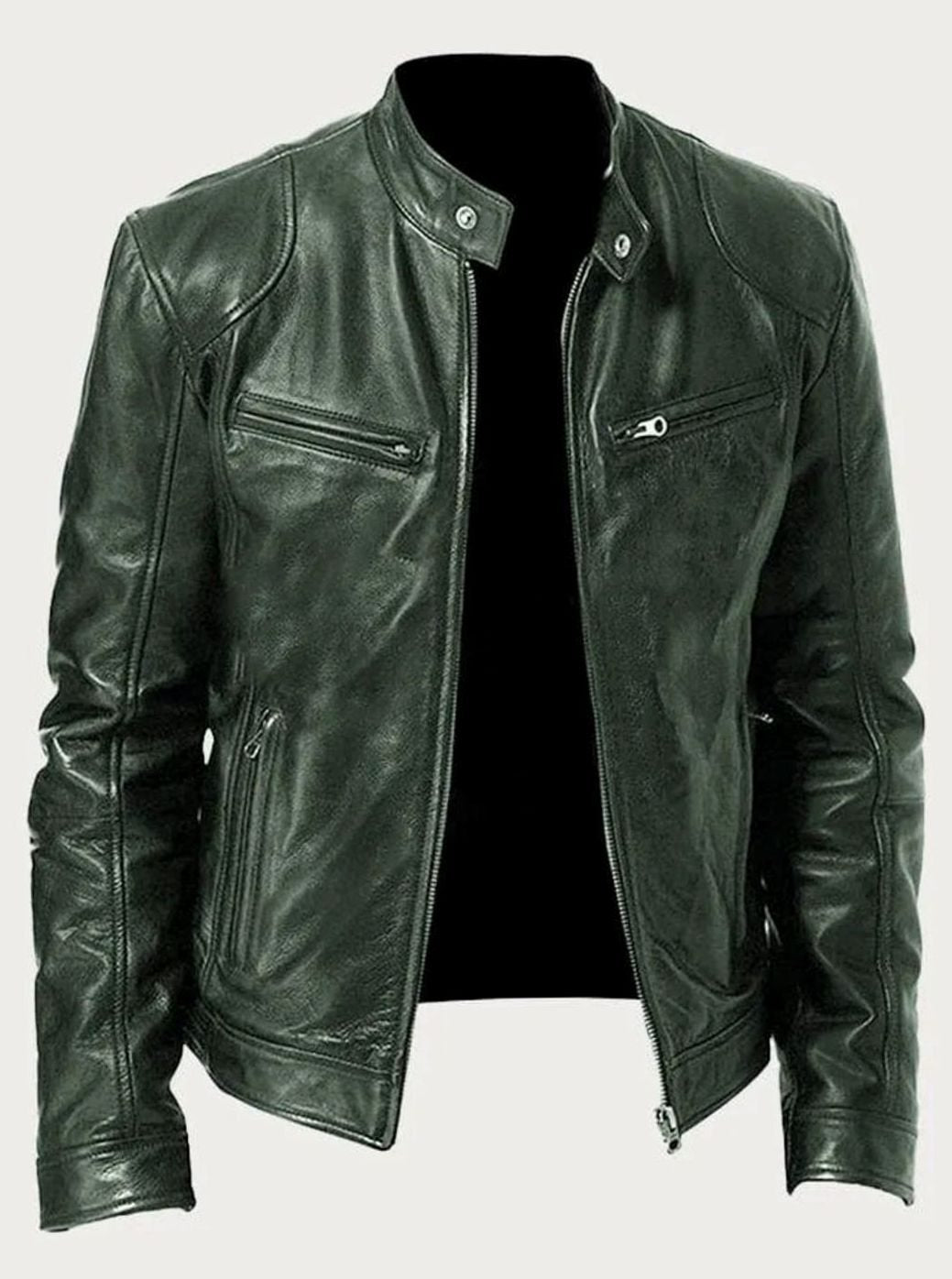 Oscar | Men's Classic Moto-Inspired Zip-Up Leather Style Jacket