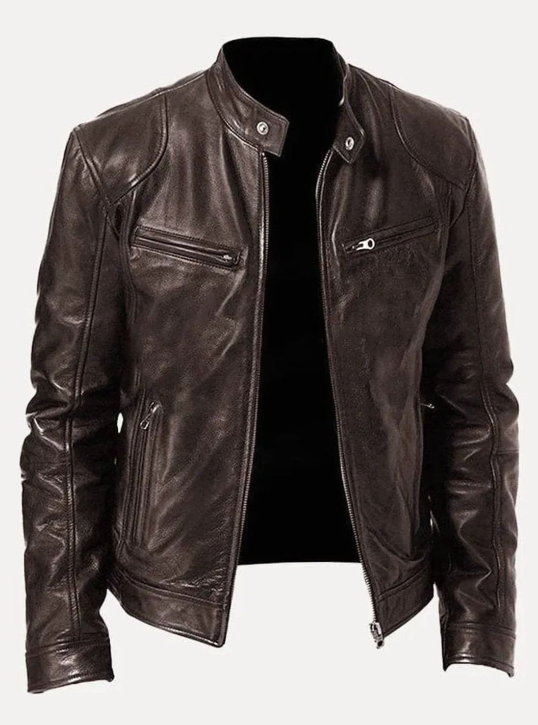 Oscar | Men's Classic Moto-Inspired Zip-Up Leather Style Jacket