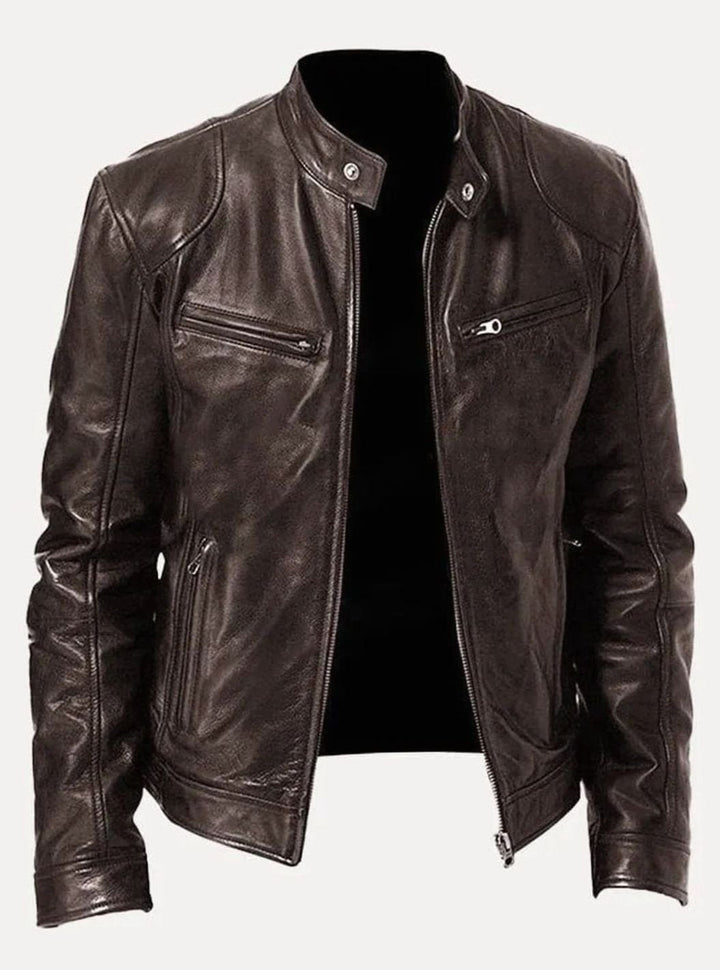 Oscar | Men's Classic Moto-Inspired Zip-Up Leather Style Jacket