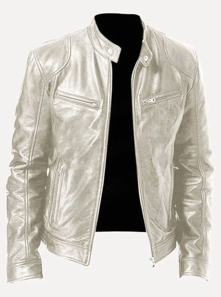 Oscar | Men's Classic Moto-Inspired Zip-Up Leather Style Jacket