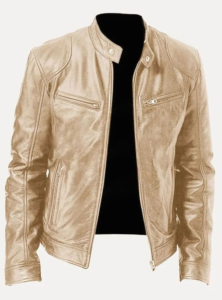 Oscar | Men's Classic Moto-Inspired Zip-Up Leather Style Jacket