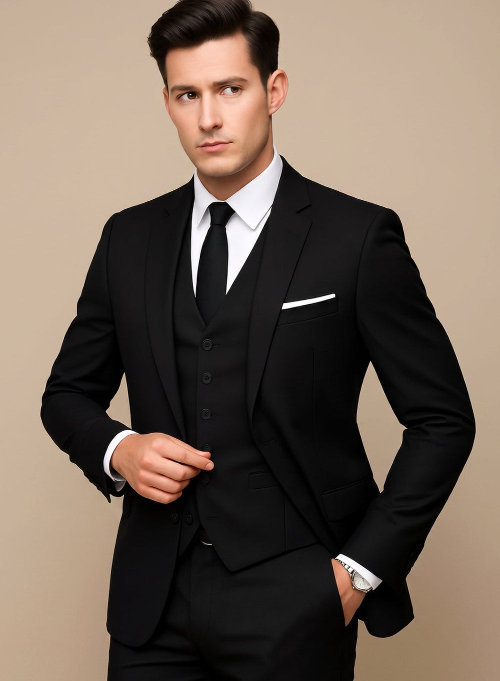 Palmer | Men's Slim-Fit Three-Piece Formal Suit with Notch Lapel