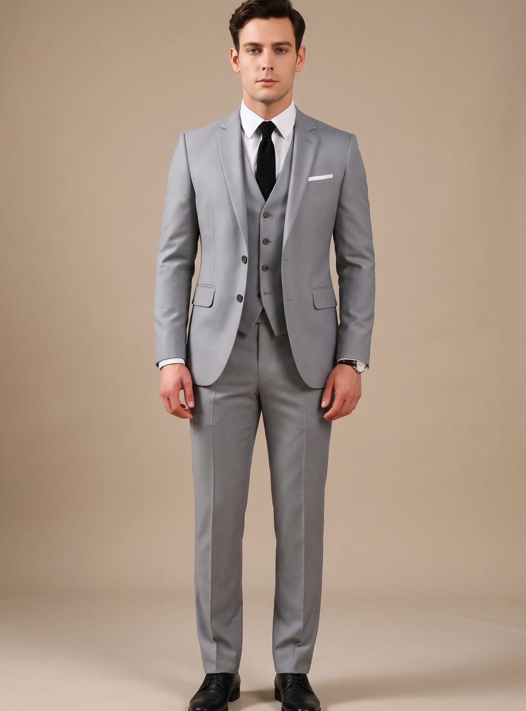 Palmer | Men's Slim-Fit Three-Piece Formal Suit with Notch Lapel