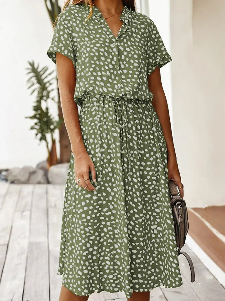 Women’s Summer Dress | Printed Midi Short Sleeves