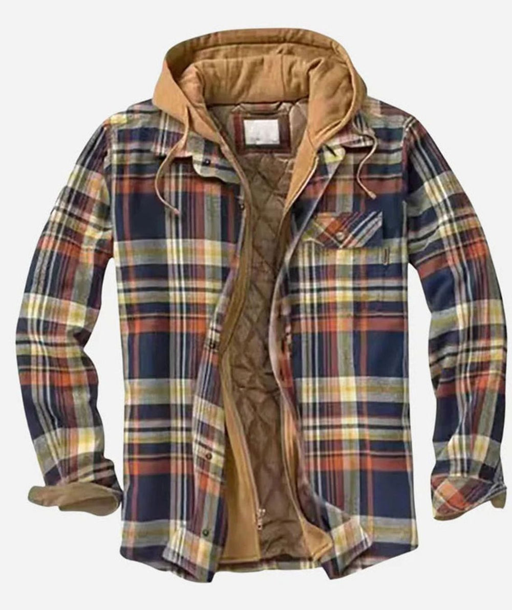 Quincy | Men's Patchwork Flannel Jacket Lined Hooded Zip-Up