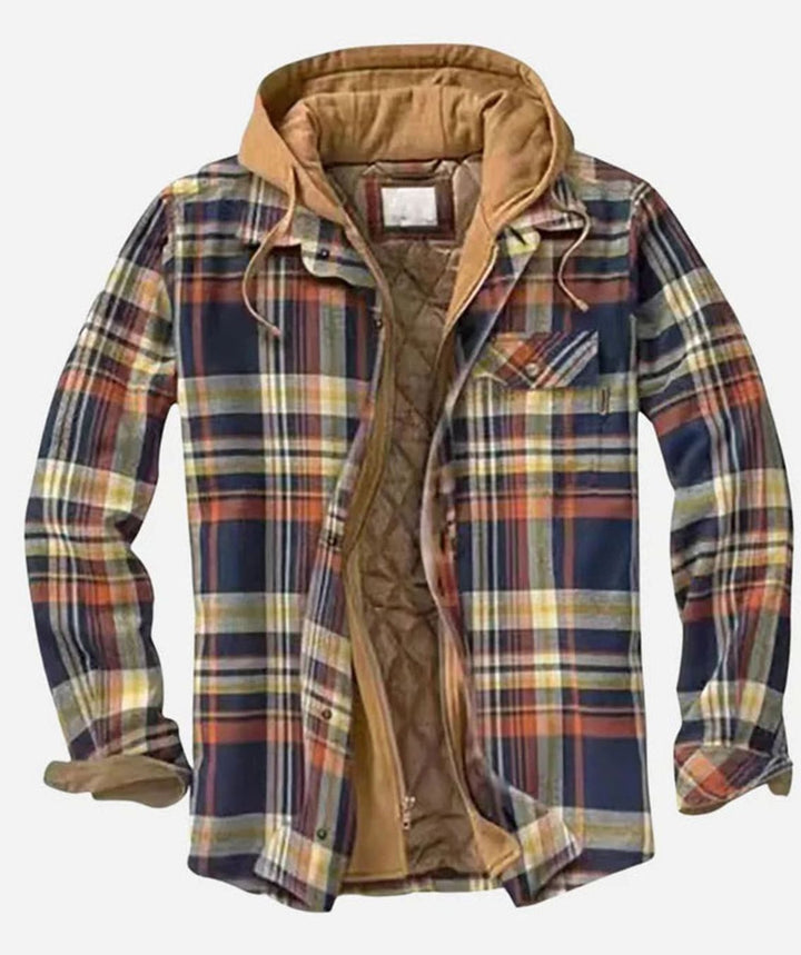 Quincy | Men's Patchwork Flannel Jacket Lined Hooded Zip-Up