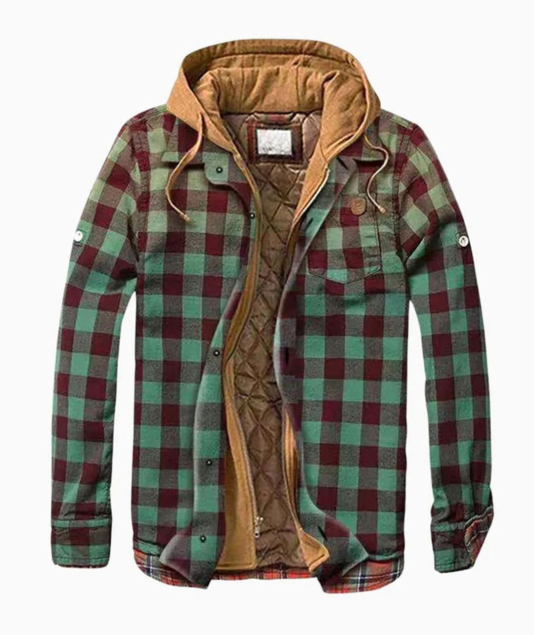Quincy | Men's Patchwork Flannel Jacket Lined Hooded Zip-Up