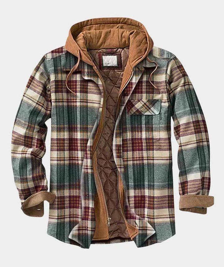 Quincy | Men's Patchwork Flannel Jacket Lined Hooded Zip-Up