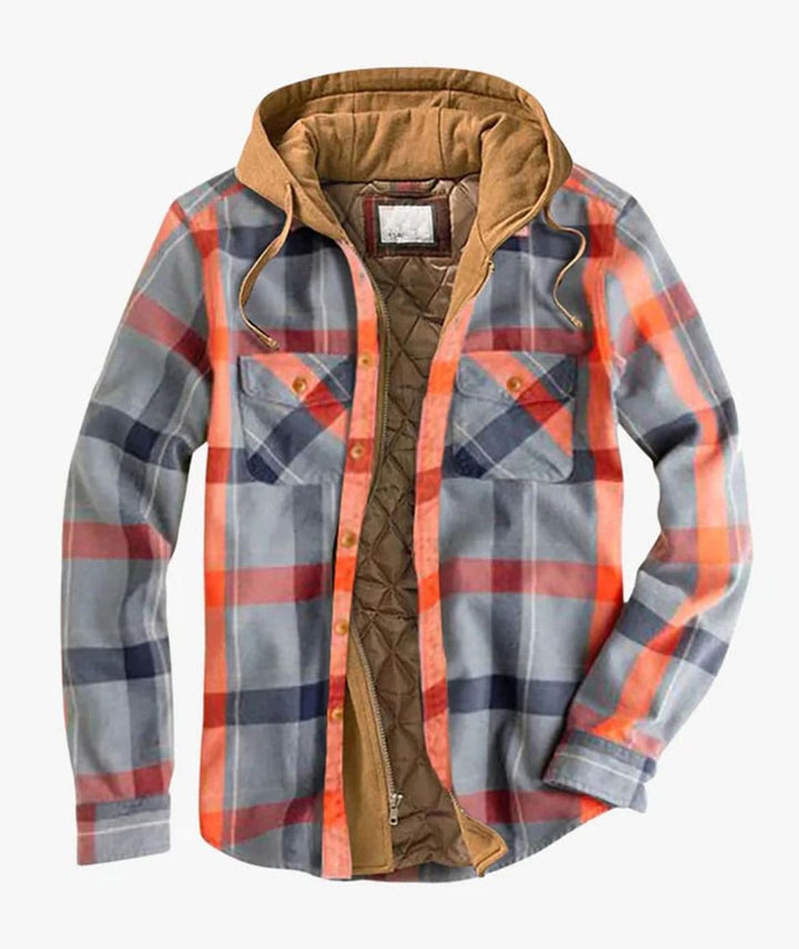 Quincy | Men's Patchwork Flannel Jacket Lined Hooded Zip-Up