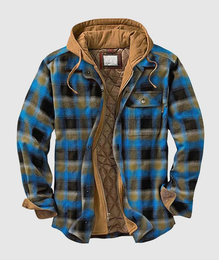 Quincy | Men's Patchwork Flannel Jacket Lined Hooded Zip-Up