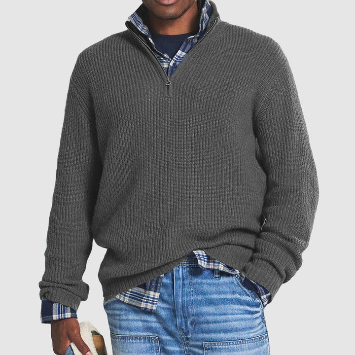 Men’s Sweater | Zip Neck Textured Design