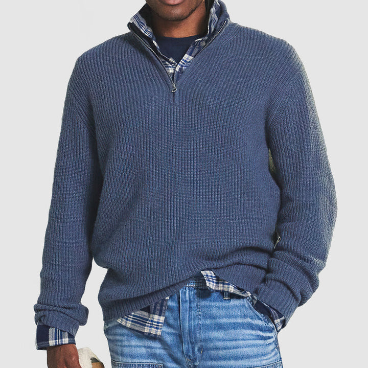 Men’s Sweater | Zip Neck Textured Design