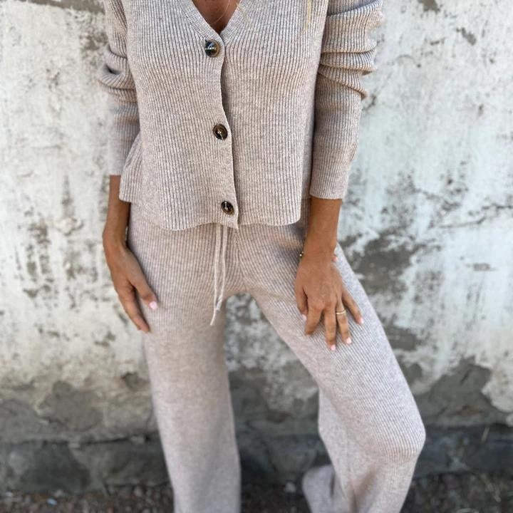 Women's Two-Piece Set  | Cardigan Straight-Leg Pants