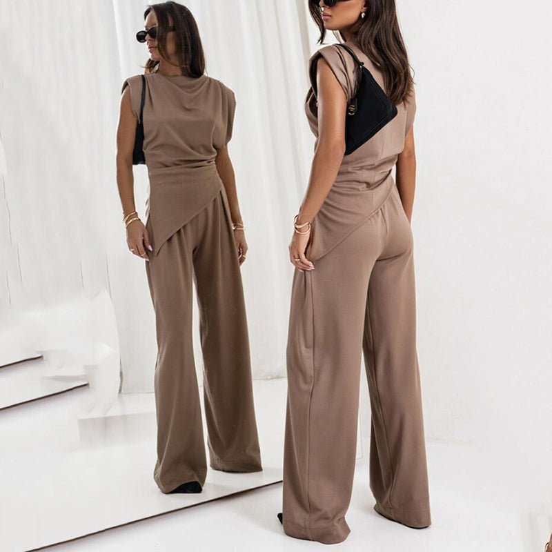 Women's Two-Piece Set | Sleeveless Top Minimal Design