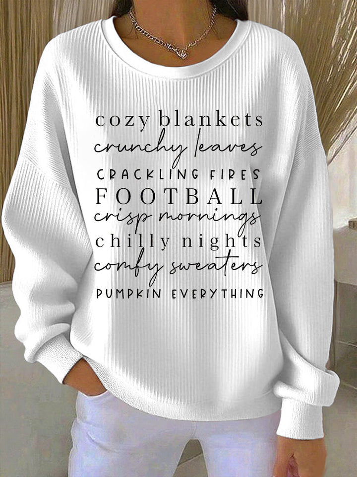 Women's Sweatshirt | Front Text Print Ribbed Hem Finish