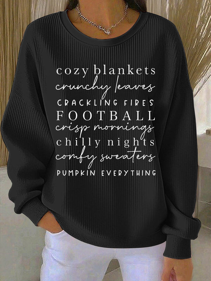 Women's Sweatshirt | Front Text Print Ribbed Hem Finish