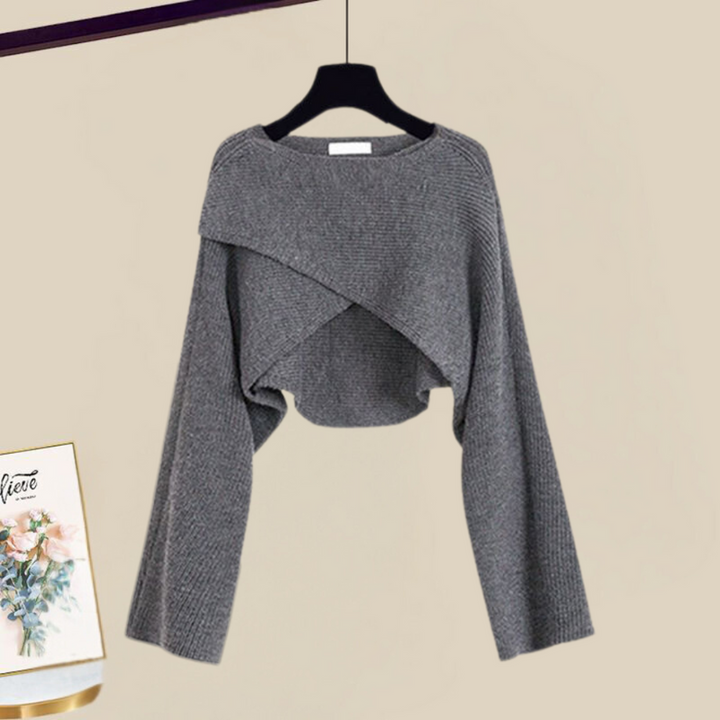 Women's Outfit Set | Cropped Cardigan and Sleeveless Midi