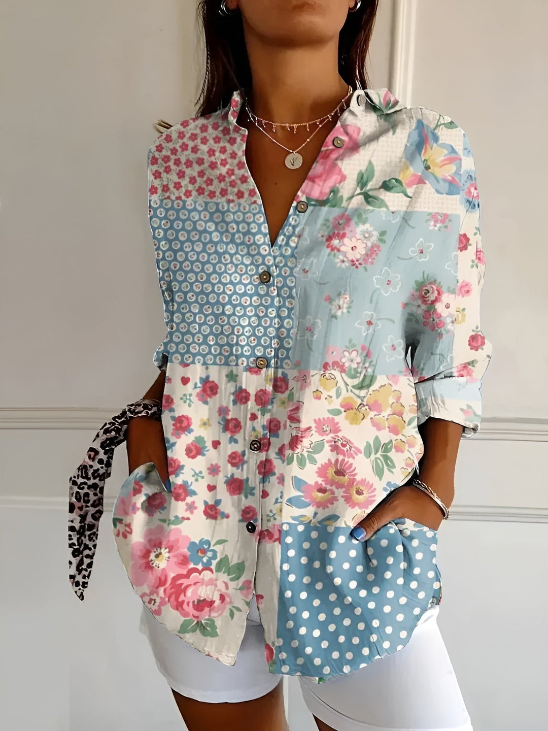 Women's Blouse | Split Neck Abstract Print