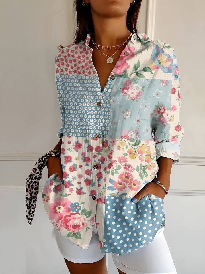 Women's Blouse | Split Neck Abstract Print
