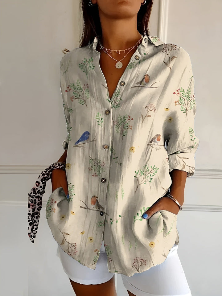 Women's Blouse | Split Neck Abstract Print
