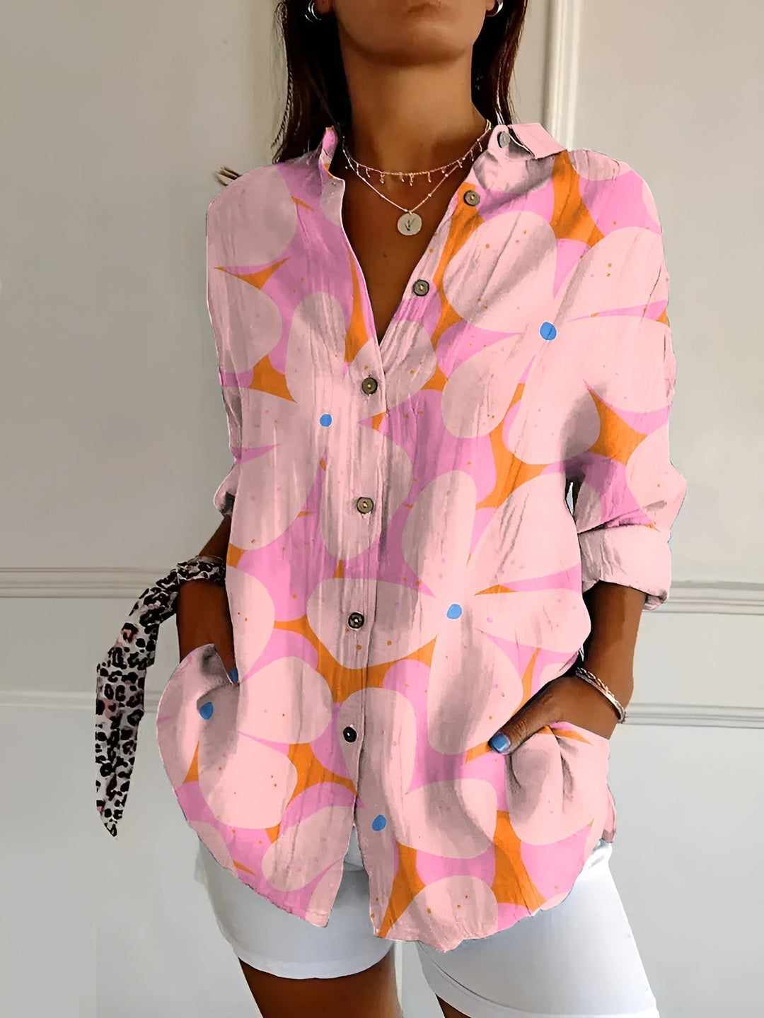 Women's Blouse | Split Neck Abstract Print
