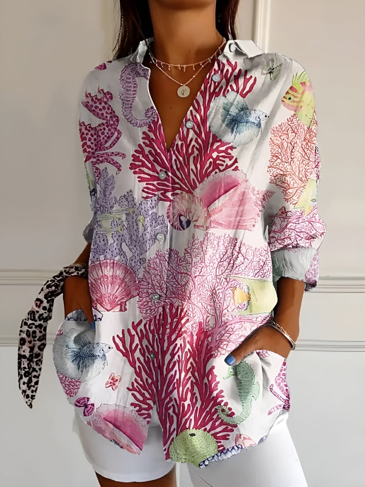 Women's Blouse | Split Neck Abstract Print