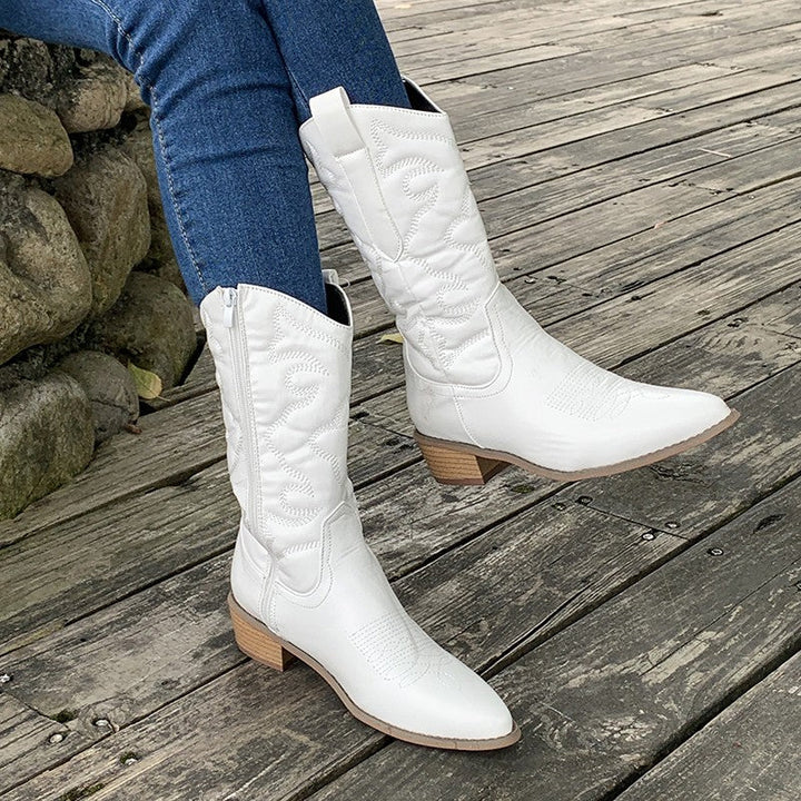 Boots For Women | Stitched Surface Detailing Tall Upper